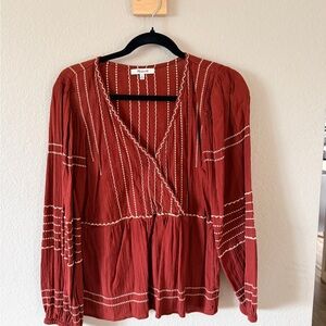 Madewell M Women's Embroidered V-Neck Blouse